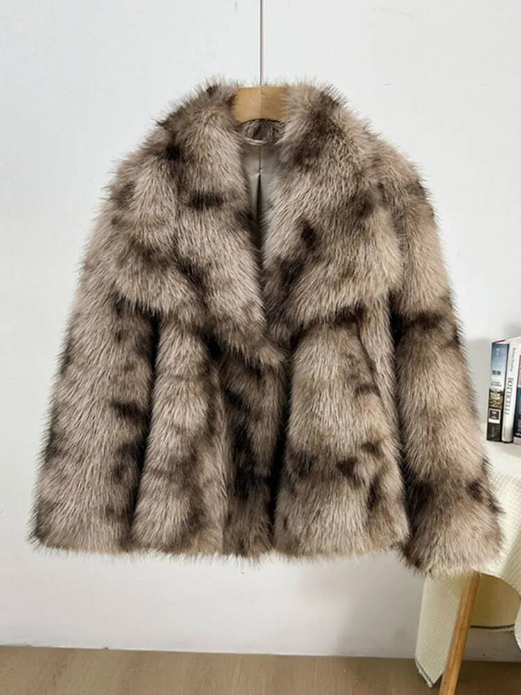 Winter Clothing Taiwan - 2026 Chic luipaardprint grote kraag oversized